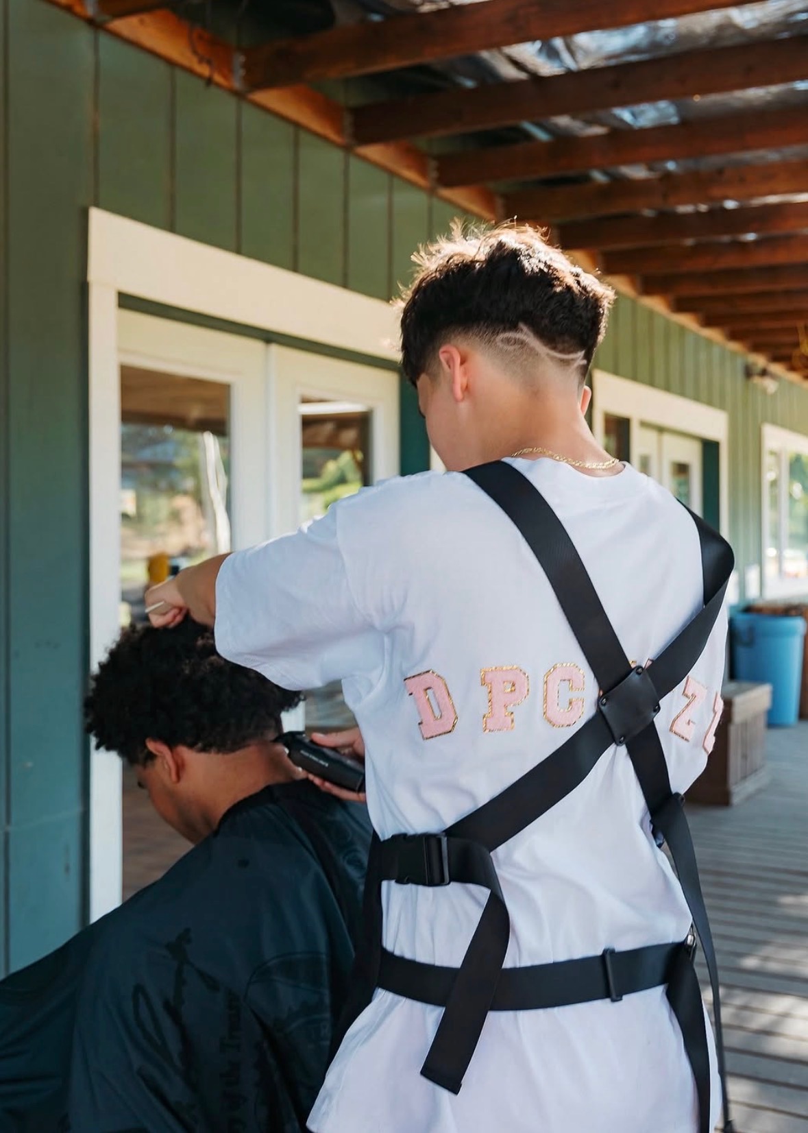 Precision fade in luxury barbershop
